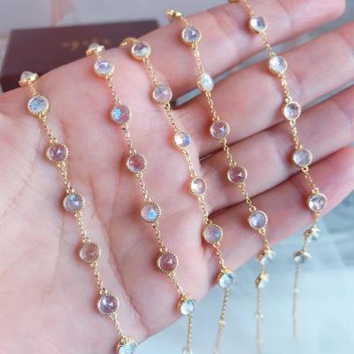 China Other LANDY 925 14K Gold Vintage Multi-Gem Bracelet Silver Plated Natural Moonstone Personalized Soft Creative Bracelets for sale