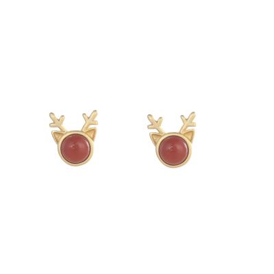 China Landy Jewelry TRENDY 925 Turquoise Silver Blue Earrings Round Deer Egg Noodle Fashion Simple Red Agate Silver Earring for sale