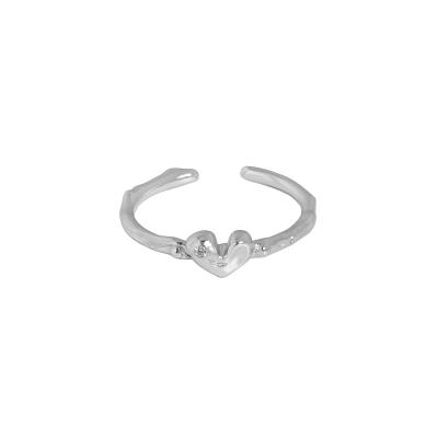 China LANDY 2021 CLASSIC Fashion Minimalist Heart Shaped Micro Zircon S925 Sterling Silver Ring for sale