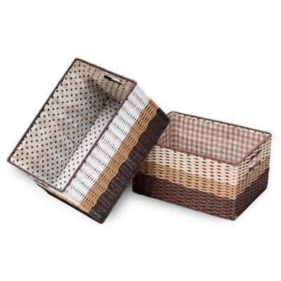 China Multi-function stored sundries storage basket, office storage basket, rope storage paper basket for sale