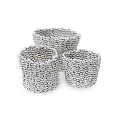 China 3 Viable Decorative Kitchen and Living Room Organizer Woven Basket Cotton Rope Storage Baskets Sets for sale