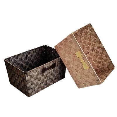 China PP Woven Storage Basket Rectangle Viable Storage Box For Housewares And Shelf Organizer for sale