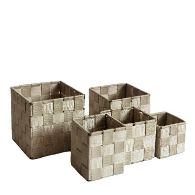 China Eco-friendly Nylon Woven Storage Basket For Cabinet, Dresser, Drawer, Shelf, Desk Divider Organizer Bin for sale