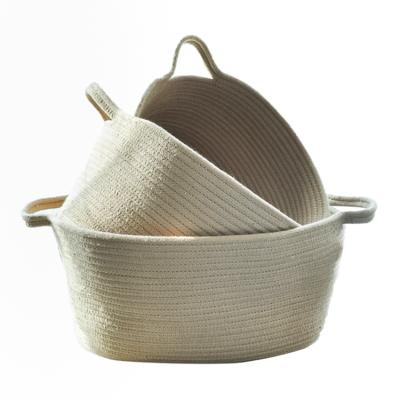 China 2021 Minimalist Round Cheap Round Baskets Cotton Laundry Storage Basket for sale