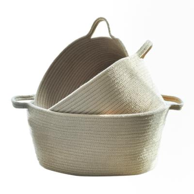 China Minimalist factory directly wholesale cheap round woven laundry cotton rope basket for sale