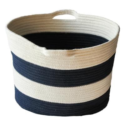 China Minimalist Handmade Round Rope Toy Storage Baskets, Folding Laundry Cotton Basket for sale