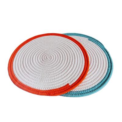 China Sustainable Natural Cotton Handmade Woven Round Place Mat for sale