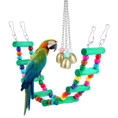 China 2 Pack Wooden Parrot Set Sustainable Natural Pet Chew Tweety Bird Toys For Cage for sale