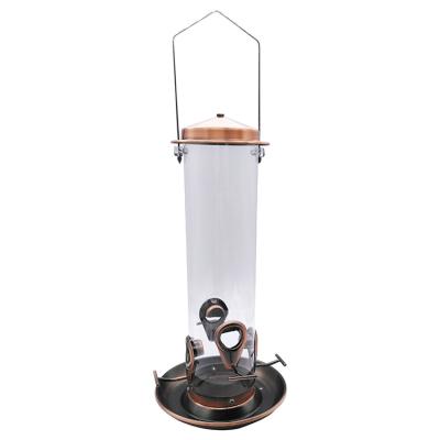 China Stocked Good Price China Carbon Steel PC Plastic Metal Hanging Wild Bird Seed Feeder For Mix Seed Mixtures for sale