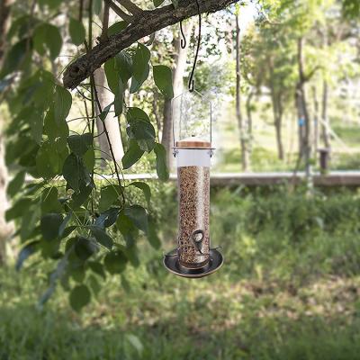 China Stocked Stocked China Wholesale Wholesale Pet Seed Tube Flower Birds Hanging Feeder With 4 Ports for sale