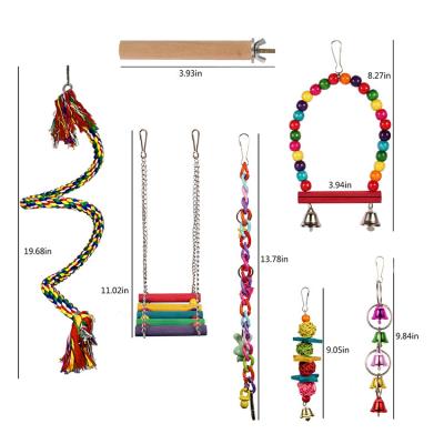 China Sustainable Love Pet Wooden Swing Scale Set Parrot Chewing Toys For Birds for sale