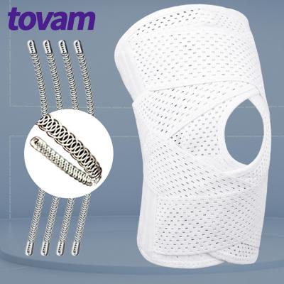 China Tovam Universal Knee Brace With Metal Side Bars Elastic Compression Sleeve For Weightlifting Powerlifting Running SPANDEX NYLON for sale