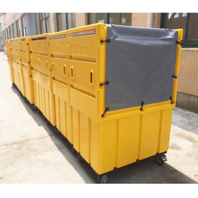 China Hotel Wheeled Industrial Trolley Laundry Trolley / Laundry Baskets Trolley for sale