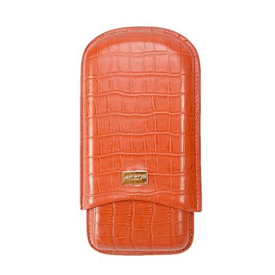 China JF-501 JIFENG Crocodile Cowhide Leather Fashionable High End Orange Travel 3 Cigars Leather Case for sale