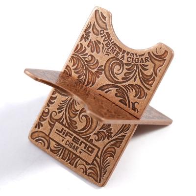 China 5.2*3.4*0.2cm 30g Portable Custom Copper Metal Cigar Holder Foldable Cigar Holder Cigar Rest JF-099 JIFENG for sale