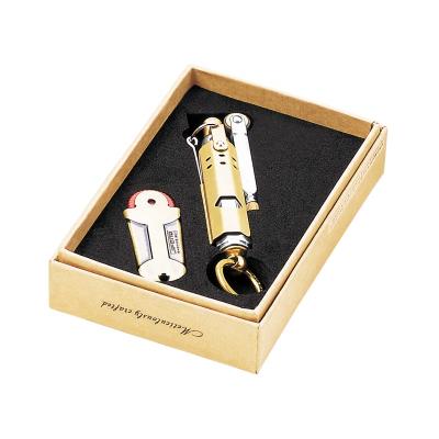 China With a set of JIFENG Factory JF-027 81*20*15mm Metal Copper Keychain Oil Flint Brass Lighter for sale