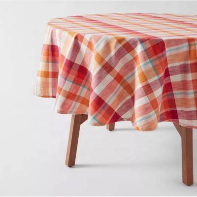 China Antimicrobial Sustainable Plaid Printed Tablecloth Cotton Linen Cool Tablecloth Organic Cotton GOTS Certified for sale