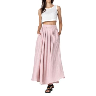 China Wholesale Anti-Static Elegant Women Formal Long Maxi Pleated Skirt Canvas High Waist for sale