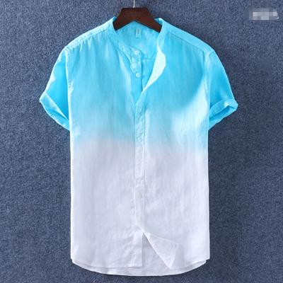 China Breathable Anti-Shrink Viable Men's Short Sleeve White Cotton Shirt Hemp Organic Cotton Shirt for sale