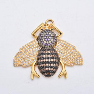 China Popular Mixed Colors Zircon Micro Pave Copper Bee CZ Bug Pendant for sale