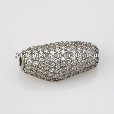 China Brass Or Silver CZ Pave Accessories Bracelet Tube Beads for sale