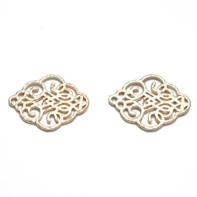 China 2.64g New Arrival Korea Square Flower Gold Metal Jewelry Filigree Charm Pendants Findings for sale