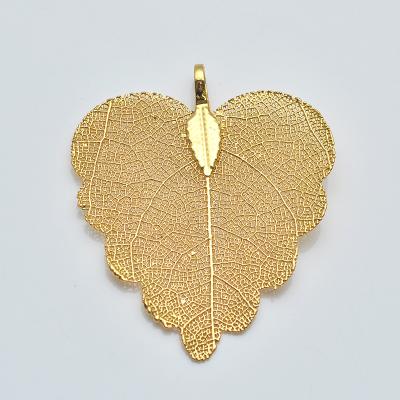 China Wholesale Gold Plated Charm Natural Leaf Natural Pendant Charm Leaf 38*50mm Pendant for sale