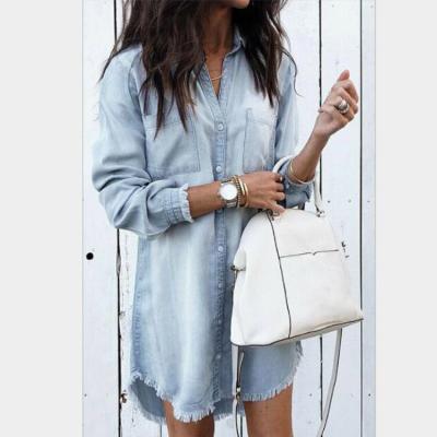 China Women's 2022 Big Size S-5XL Breathable Oversize Women's Shirt Denim Shirt Vintage Style Loose Gray Blue Green for sale