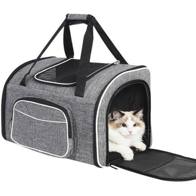 China Multifunctional Viable Shoulder Backpack Canvas Pet Trolley Bag Breathable Dogs Cats Carry Travel Bag For Pet for sale