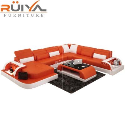 China 2019 European style adjustable unique design extra long orange used leather sofa (size) living room sets for sale