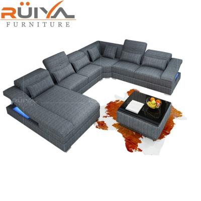 China Italian Modern Design Furniture Adjustable Cotton Fabric Luxury Linen Sofa (Height) With LED Light for sale