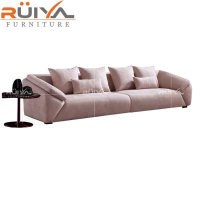 China RUIYA 3 seater high quality promotional pink fabric adjustable sofa fabric royal furniture sofa set (size) for sale