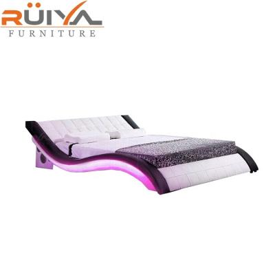 China European Fashionable Latest Master Leather Bed Designs(Height)Adjustable With Multicolor Led Light for sale