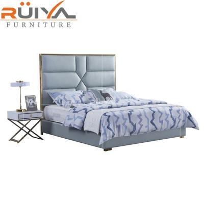 China China Manufacture Latest Design Convertible Luxury Leather Double Bed Furniture King Size Bed for sale