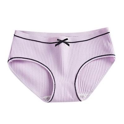 China Medium Waist Lingerie Women Bow Underwear Solid Color Cute Viable Solid Panties Girl Briefs for sale