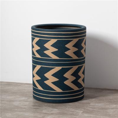 China Noordse van de de decoratieplanter van het stijl moderne huis binnen van de de tuin blauwe cilinder ceramische de bloempotten in massa Te koop