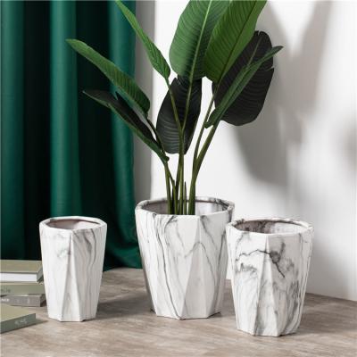 China Creative Garden Succulent Pot Home Balcony Decoration Big Marble Ceramic Plant Flower Pots for sale