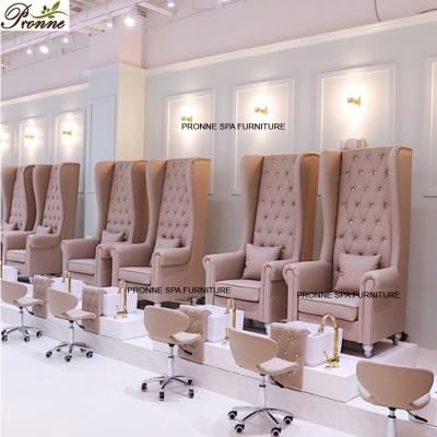 China Modern Luxury Style Pronne Foot Spa Massager Pedicure Gray Comfy Coating Chair With Pedicure Basin for sale