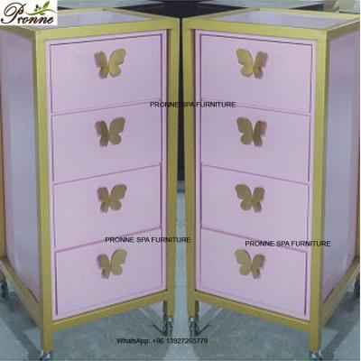 China Can Be Rotated 360 Degree Luxury Beauty Salon Butterfly Rose Trolleys Gorgeous Rolling Trolleys for sale