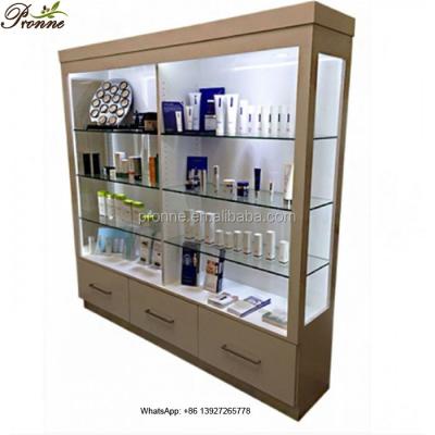 China New Simple Modern Design Living Room Glass Lockable Display Cabinets With Led Lights for sale