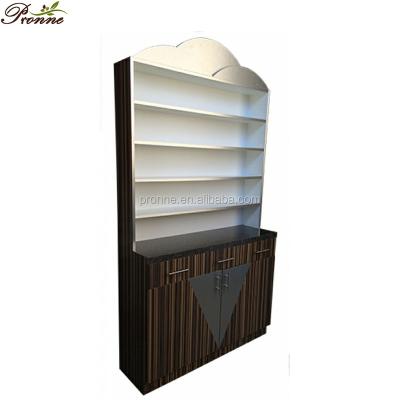 China Simple and modern white nail polish display cabinet with glass and timber doors for sale