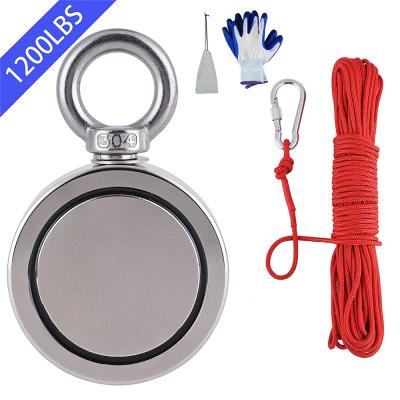 China Amazon Best Industrial Hot Sale Big Size Neodymium Magnet Double Side Sided 440lbs Pull Force Super Strong Fishing Magnets for sale