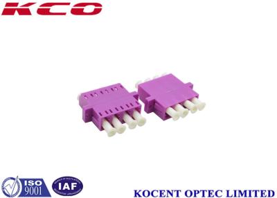 China Compact Purple Fiber Optic Adapter LC OM4 No Dust Cap With Flange 4 Channel Way for sale