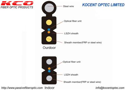 China 1fo 2fo 4fo Outdoor KFRP FRP FTTH Drop Fibre Optics Cable LSZH PVC for sale