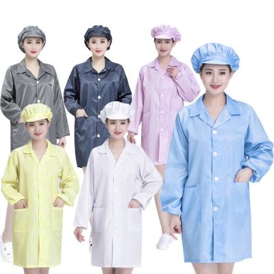 China Classic Antistatic Coat, Clothing, Electrostatic Dustproof Striped Blue With Hood White for sale