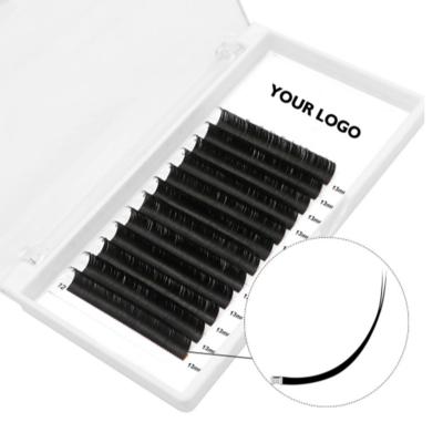 China Factory Supply Natural Soft Flat Wick Extensions Private Label Matte Black Individual Soft Ellipse Silk Flat Eyelash Extension for sale