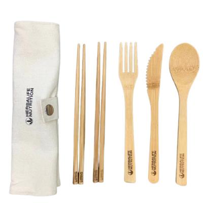 China Sustainable Bamboo Fork Spoon Knife Chopsticks For Kids And Adults Outdoor Eco - Friendly Cutlery Set Reusable Utensils for sale