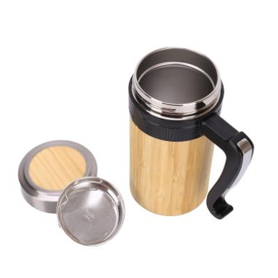 China Viable Wholesale Custom Reusable Stainless Steel Vacuum Insulated Walled Bamboo Coffee Mug for sale