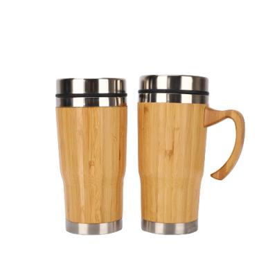 China 16oz 450ml Sustainable Natural Bamboo 304 Stainless Steel Original Eco Friendly Coffee Mug Bottle Tumbler for sale