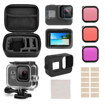 China Protect and Storage Gopro 8 Action Camera Waterproof Housing Case Protective Kit Case Silicone Case Accessory Filter For Hero 8 for sale